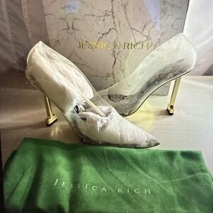 Jessica‎ Rich White & Gold Heels Women's EU39 US9 NEW